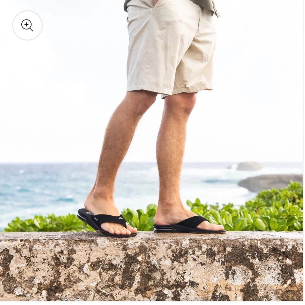 Reef Black and Silver Fanning Flip-Flop with Bottle Opener